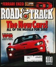OCTOBER 2002 ROAD & TRACK MAGAZINE DODGE VIPER, FERRARI ENZO, AUDI RS 6