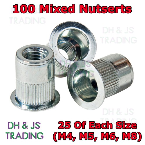 100 mixed nutserts threaded - 100,