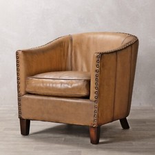LEATHER BUCKET ARMCHAIR TUB