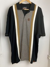 Trojan Records Collared Polo Shirt Hounds Tooth Striped Mod 4XL XXXXL Black
