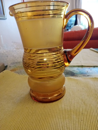 Vintage amber glass pitcher - vintage,