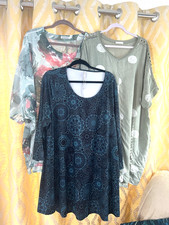 ITALY LAGENLOOK BUNDLE PLUS SIZED TUNIC DRESSES TOP NEW / USED XXL LINEN X3