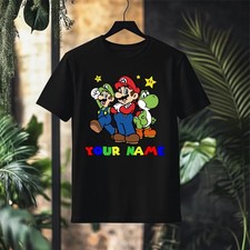 Personalised Super Mario T-shirt, Mario Custom Name Text Shirt, Super Mario Tee