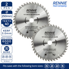 2Pc 250mm x 40T x 30mm TCT