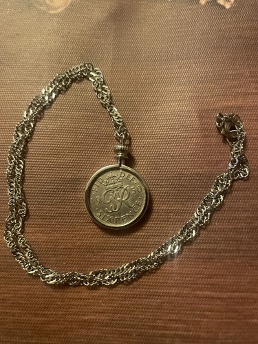 1950 silver sixpence mounted - 1950,