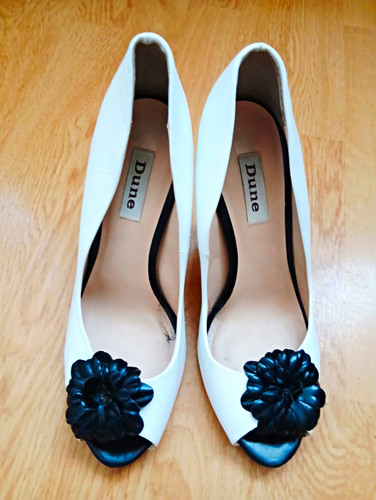 Dune white black leather - dune, peep