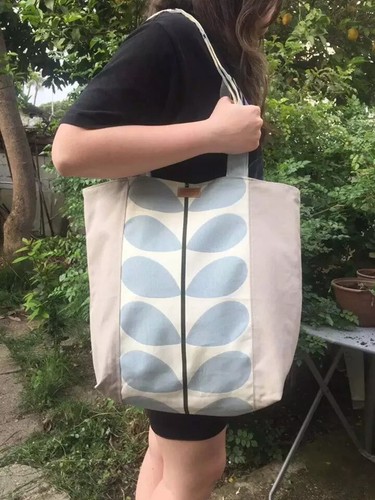 Orla kiely blue beige fabric - blue,