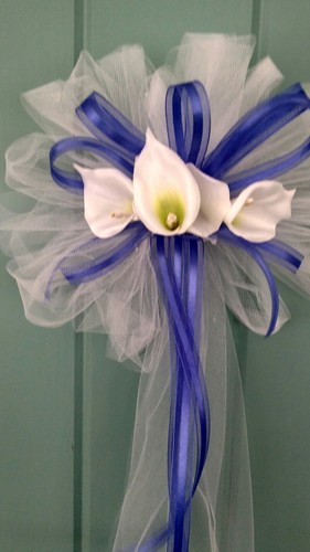 White wedding pew bows - 12, with