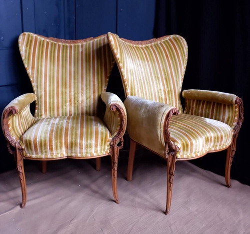 Pair vintage armchairs - pair, of