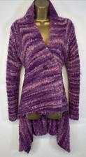 N And Willow Cardigan Longline Knit Purple Wool Alpaca Fluffy Long Sleeve UK 14