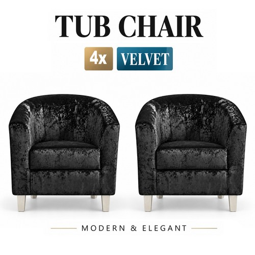 Velvet tub chair armchair - tub,