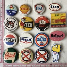 VTg Og Petrol Oil Motor Advertising Pin Badges Job Lot 1960s/70s Brands Shell
