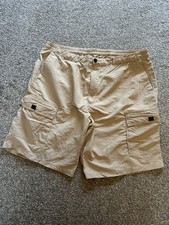 Mens Rohan Cargo Shorts, Size Large, Beige, Jungle Cargos, Zipped Pockets, (xxx)