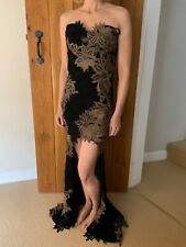 Forever Unique Dress Black & Bronze Evening Party Size UK 8