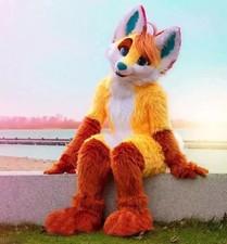 Long Fur Husky Dog Fox Mascot
