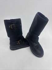 UGG Australia Women's Kensington II Black Leather Moto Snow Boots Sz 7 Sherpa