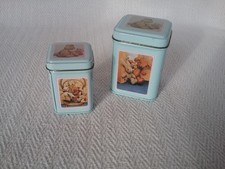 Pair of Vintage Jane Hissey Old Bear Metal Tins Hunkydory 1991