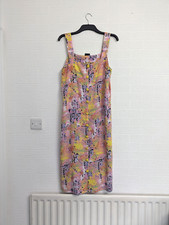 Noisy May Nimsara Button Dress Size L Pink Yellow Summer