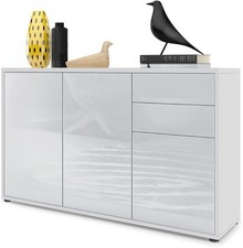 Vladon Office cabinet/sideboard Ben V3_3 Doors/2 Drawers_White matt&High Gloss