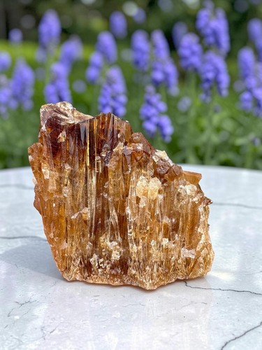Natural amber calcite crystal - natural,