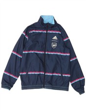 ADIDAS Girls Arsenal Tracksuit Top Jacket 11-12 Years Navy Blue Striped BM03