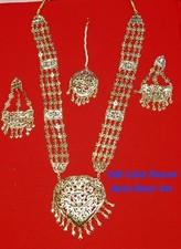 24k Gold Plated Jewelry Set Long Necklace Earings & Tika