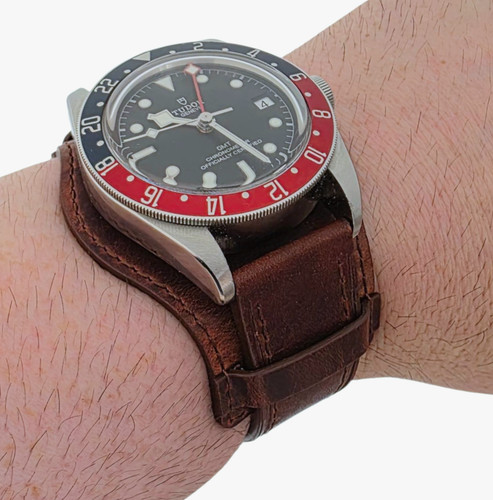 Leather bund watch strap - strap, band