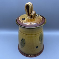Jennifer Hall Studio Pottery Slipware Lidded Jar. Spring Gardens Pottery Powys