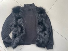 Zara Black Fur Panel High Neck Jumper Size M (12)