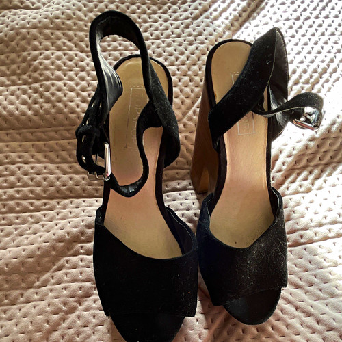 Topshop black high wedge - black,