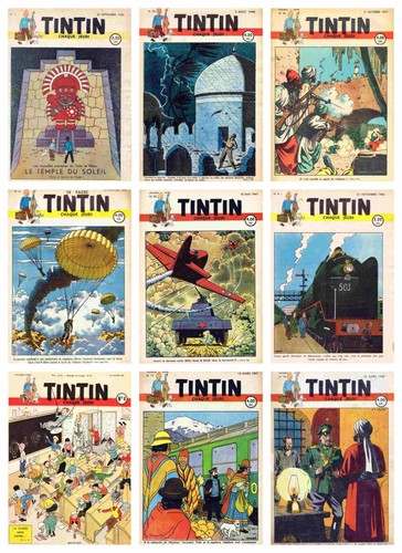 Tintin poster wall - art, many