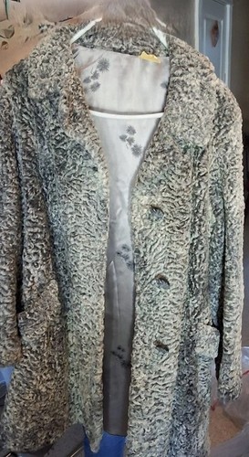 Vintage curly lamb fur coat - vintage,