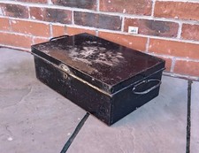 Vintage Metal Storage Box Documents Cash Old Rustic Display ? T304 MH