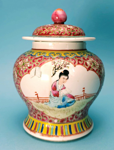 Chinese porcelain lidded vase - chinese,