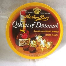 Grand Mariner/Anthon Berg Queen of Denmark Vintage Sweet/Biscuit Tin-19cm