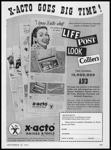 1946 acto crescent products - 1946, x-acto