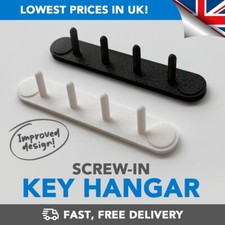 Key Hangar Holder 4 Hook Wall Mounted (Black/White) - Updated Design!