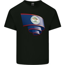 Curled Belize Flag Belizean Day Football Kids T-Shirt Childrens