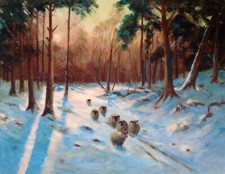 Original winter landscape oil
