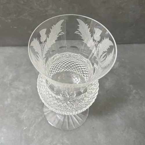 Clear etched floral - floral, stemmed