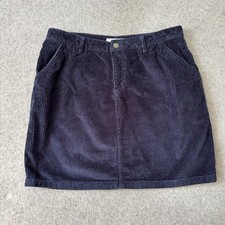 Fat Face Jumbo Cord Skirt A Line Corduroy Navy Blue Cotton Size 12 Length 17"