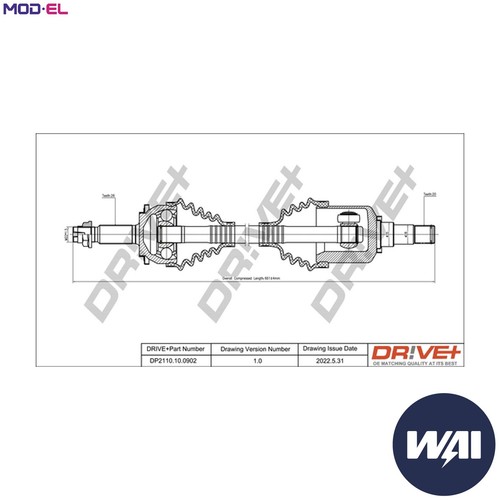 Drive shaft dp2110 - shaft, dp2110.10.0902