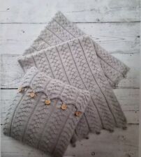 JM006 Knitting Pattern Aran Cushion Cover & Blanket 