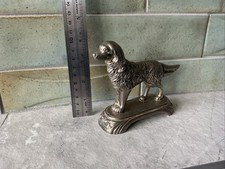 Silver Tone Metal Dog Red
