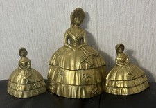 3x Vintage Brass southern belle / Victorian Lady Crinoline Dress bell bundle  
