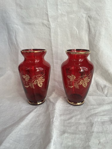 Pair vintage bohemian ruby - vintage,