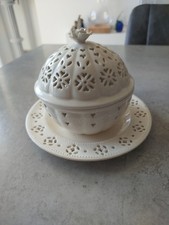 Hartley Greens & Co Leeds Creamware Covered Potpourri Jar & Plate 