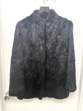 Genuine Vintage Ladies French Rabbit Fur Coat – Black – UK Size 8