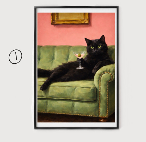 Retro cat cocktail posters - posters, a3