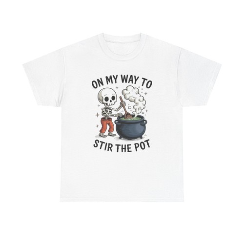 Skeleton stirring cauldron tee - cauldron,